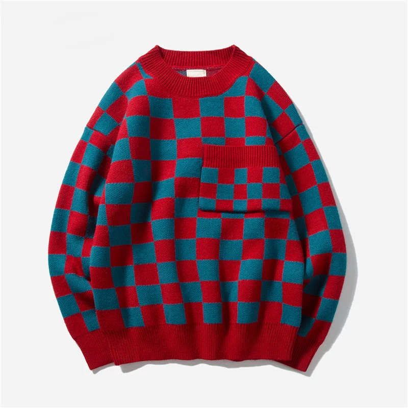 Sweater Men Pullovers 2019 New Autumn Fashion Hip Hop Plaid Knitted Sweaters Men Clothes Casual Loose Vintage Pullovers Men Sweater Men Pullovers 2019 New Autumn Fashion Hip Hop Plaid Knitted Sweaters Men Clothes Casual Loose Vintage Pullovers Men