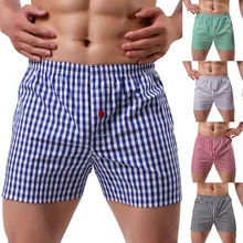 Высококачественные трусы боксеры, Брендовые мужские боксеры, домашние шорты, классические клетчатые чёсаные мужские свободные дышащие большие размеры, семейные трусы