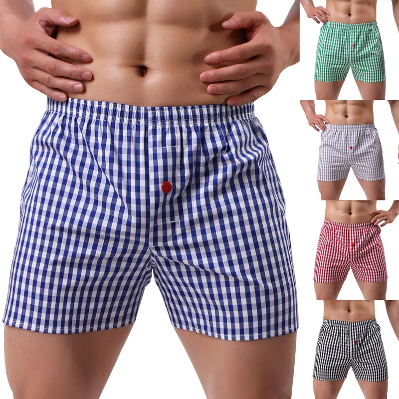 High Quality Underpants Boxers Brand Men's Boxer Home Shorts Classic Plaid Combed Male Loose Breathable Oversize Family Panties High Quality Underpants Boxers Brand Men's Boxer Home Shorts Classic Plaid Combed Male Loose Breathable Oversize Family Panties