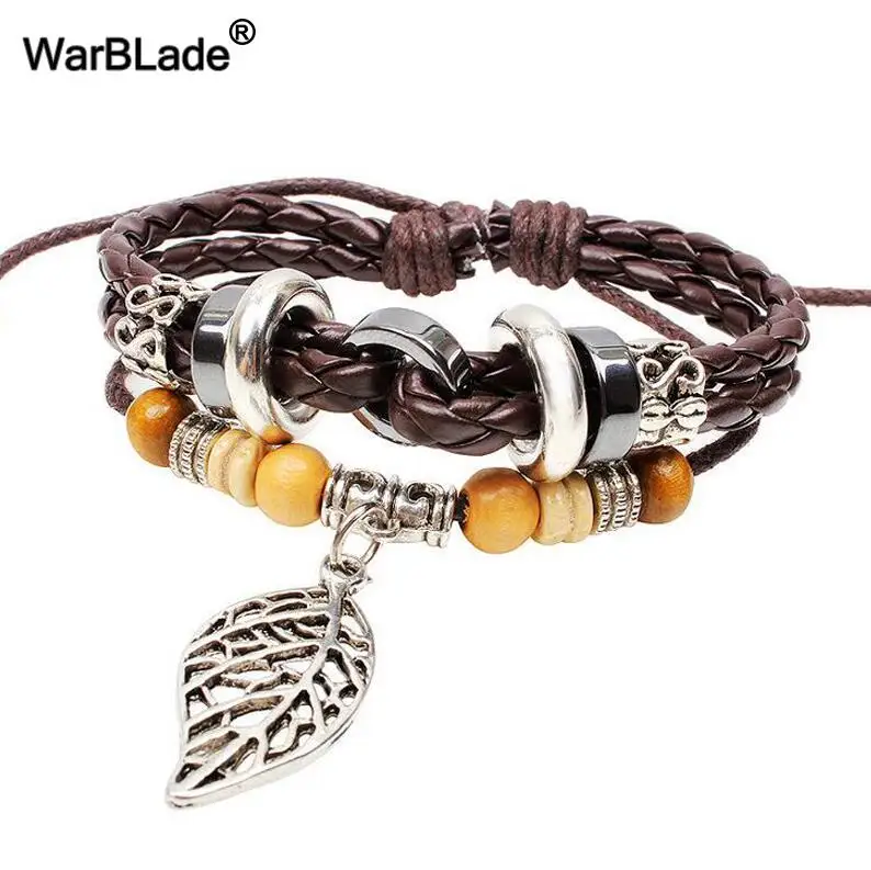 12 WBL Новая мода Evil Eye браслеты старинный браслет Многослойный кожаный браслеты с подвесками 10 шт. для мужчин и женщин - Окраска металла: 12