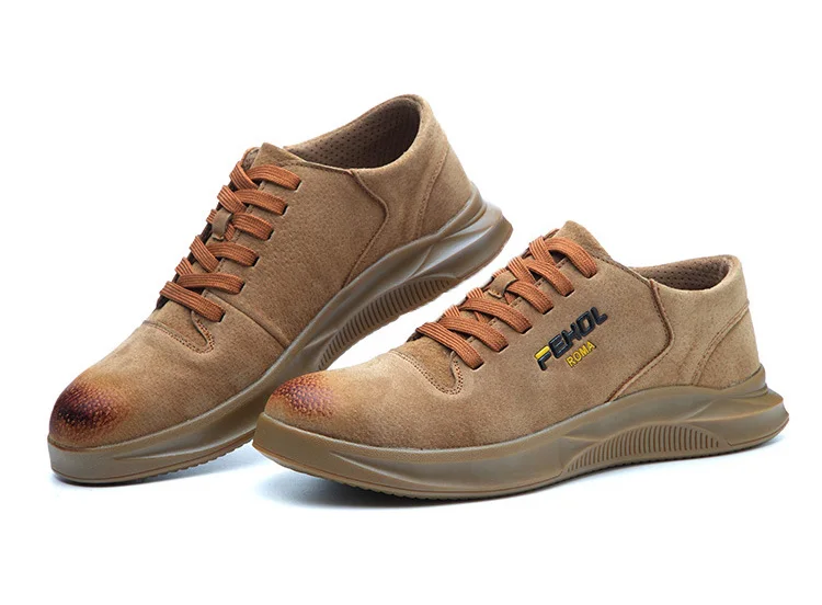 Рабочая мужская кожаная защитная обувь, водонепроницаемая, легкая, для улицы, со стальным носком, против разбивания, промышленная, zapatos de seguridad - Цвет: brown