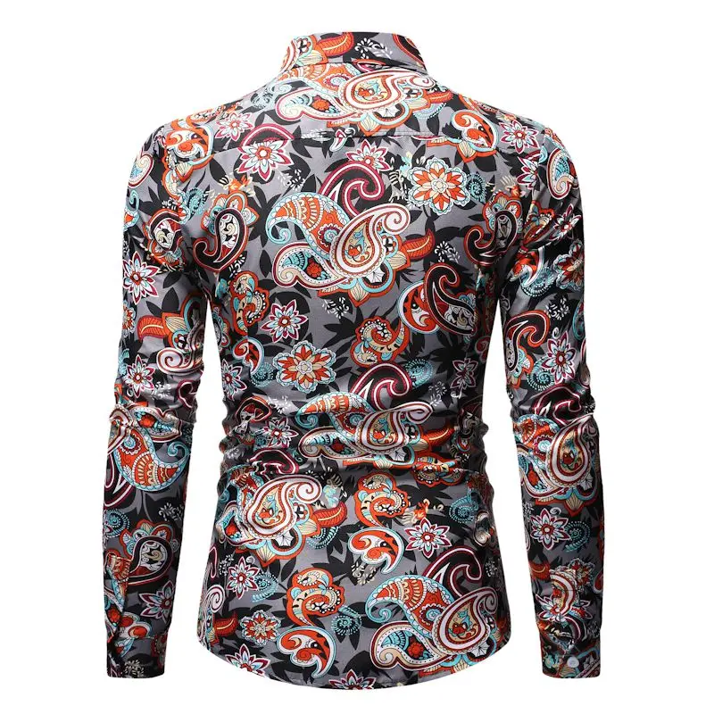 MOGU новые модные рубашки с цветочным принтом Slim Fit Мужские повседневные рубашки с длинными рукавами большие размеры M-3XL