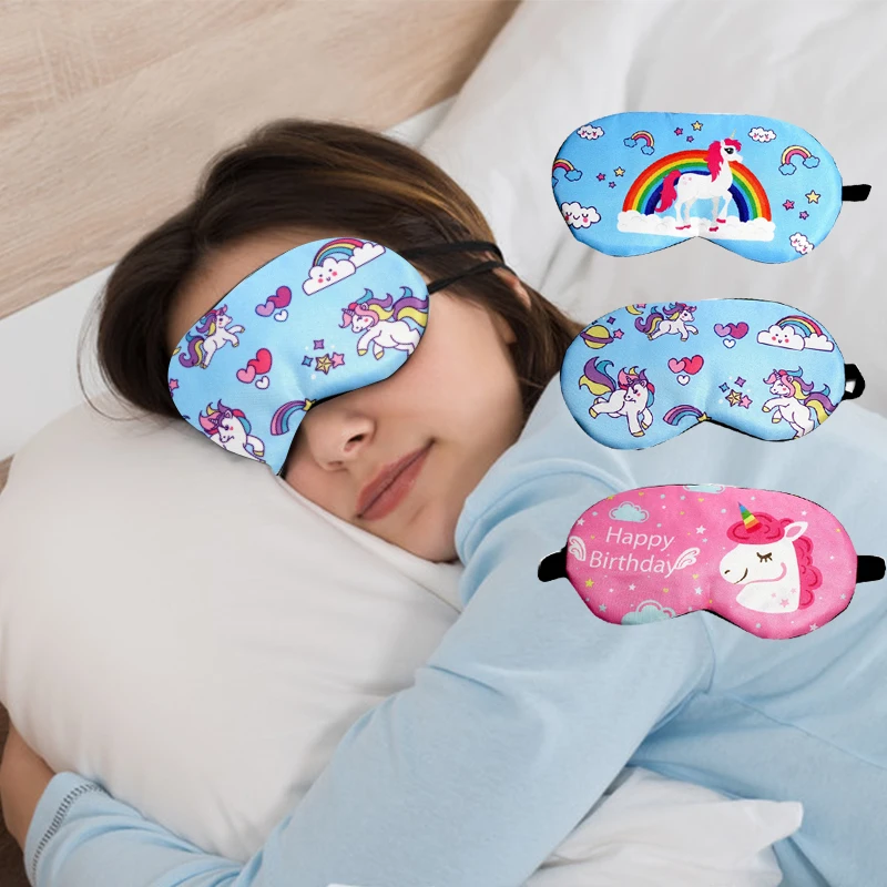 Cute Animal Eye Mask Cartoon Unicorn Sleeping Mask Eye Shade Cover Blindfold Eyeshade Vacation Travel Home Kids Birthday Gift eye mask eye patch