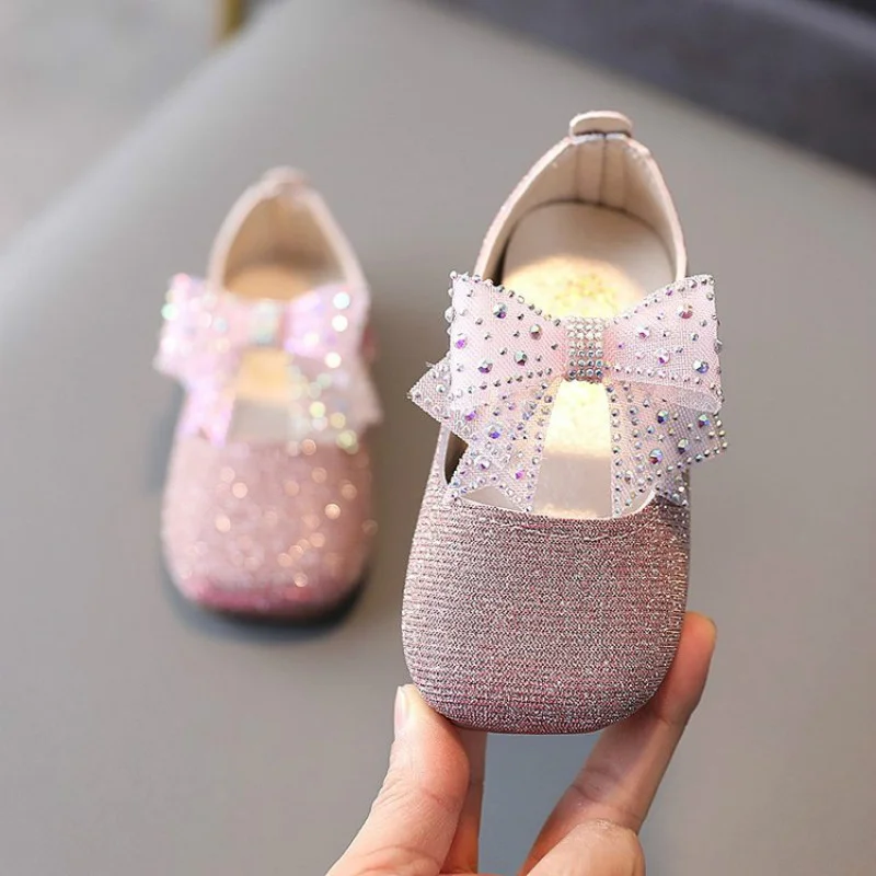 bata children's sandals Children Shoes Girl Leather Shoes New Spring/Autumn Bow Fashion Baby Princess Shoes Non-slip Soft Sole Casual Sneakers E537 children's sandals