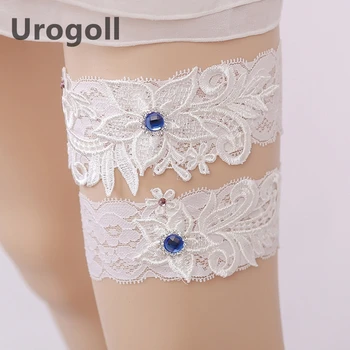 

Trendy Bridal Wedding Garter Flower Beading For Wedding Dress Accessories Blue Rhinestones Lace Leg Ring Girl Women Garters
