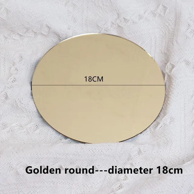 Acrylic Mirror Board Cosmetics Photography Backdrops Birthday Room Decoretiong Ornaments Photograthy Props for Photo Studio Golden Circular 18cm