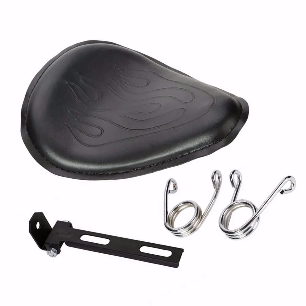 Leather Flame SOLO Seat W/2.5&quot Spring Mount Bracket for Harley Sportster CB XL Seventy Two | Автомобили и мотоциклы