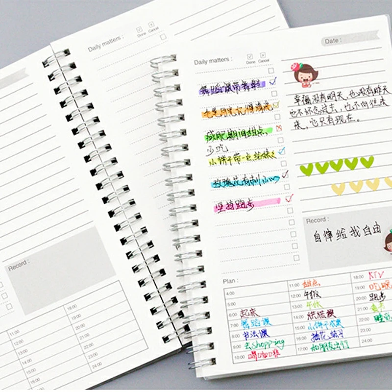 

Daily Weekly Monthly 2019 2020 Planner Spiral A5 Notebook Time Memo Planning Organizer Agenda School Office schedule Stationary