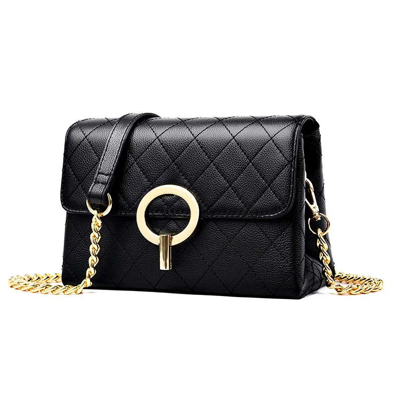 

Bag Women's 2019 New Style Fashion Leather Shoulder-bag Shoulder Flap Bag Rhombus Chain Bag First Layer WOMEN'S Cow Leather Bag