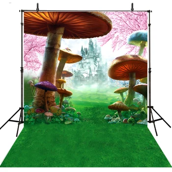 

Hot Mushroom Photography Backdrop Kids Vinyl Backdrop for Photography Photocall Alice In Wonderland Background for Photo Studio