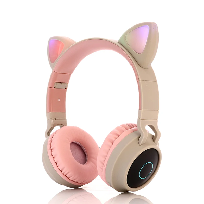 LED Cat Ear Headphones Noise Cancelling Bluetooth 5 0 Adults and Kids Headset Support TF Card FM Radio With Mic Wireless Wired