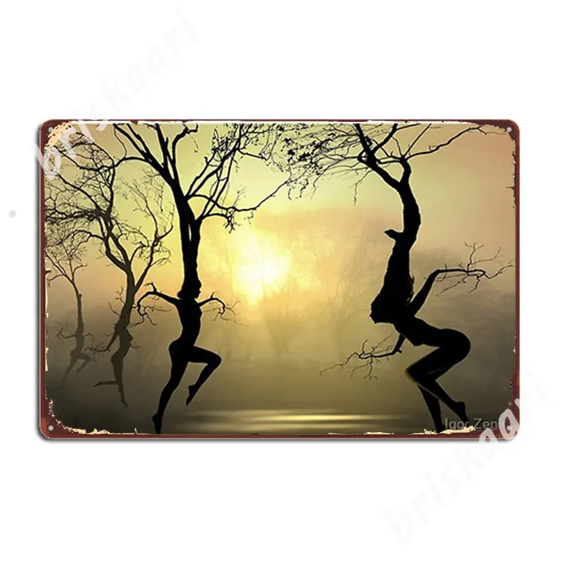 Металлические вывески с изображением танцующих деревьев Настенный декор