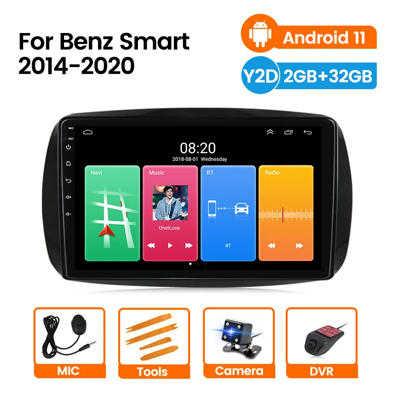 9inch Android11 GPS Car Radio for Mercedes Smart 453 fortwo 2014 2015 2016 2020 Navigation 2.5D Touch Screen Stereo Headunit | Автомобили