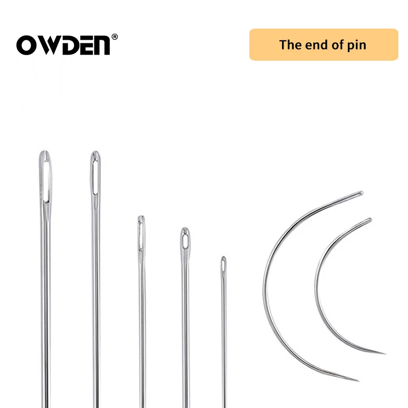 OWDEN 7pcs Leathercraft DIY Leather Hand Repair Curved Sewing Needles Set Leather fur Stainless Steel Pin Stitch Needlework Kit