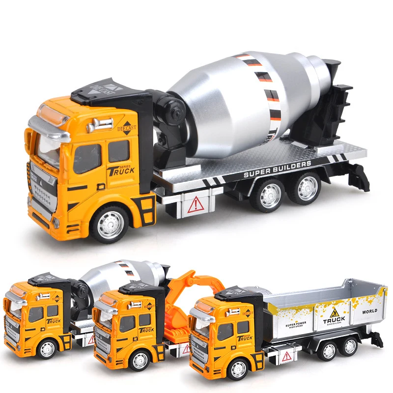 15 Kinds Alloy Engineering Trucks Car Models Toy for Boys Diecasts Toys Vehicles 1:64 Scale Pull Back Excavator Mixer Truck Y047 3 kinds excavator engineering trucks model 1 64 alloy diecast vehicle cement mixer transport truck collectible toy for boys y060