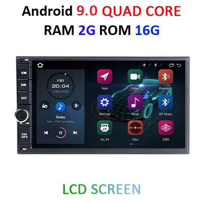 4 г+ 64 г 8 ядерный для VW/NISSAN/TOYOTA Android 9 2 Din универсальный автомобильный Радио Мультимедиа gps головное устройство OBD2 wifi dvr dab DSP ips без dvd - Цвет: ISO 2G 16G LCD