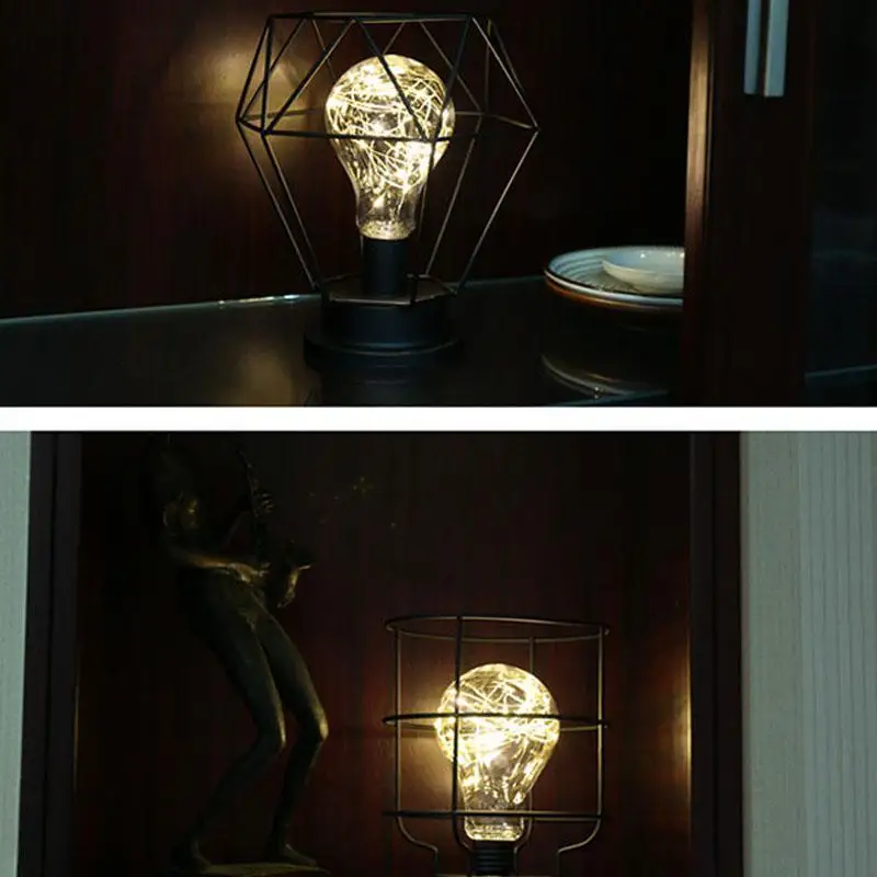 Креативный Ретро стиль настольная лампа медная проволока фонарь Воронка Алмазная модельная прикроватная лампа домашний декор для стола дом