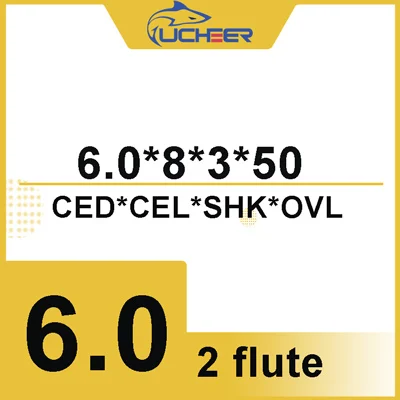 d6-8-D3-50 UCHEER 1 шт. HRC45 2 каннелюра с 3/4/6 мм режущий станок с ЧПУ Инструменты сплав твердосплавные фрезерные пластины Вольфрам Сталь цилиндрическая фреза с твёрдосплавной пластиной машина вырезания гребней и пазов - Длина режущей кромки: d6-8-D3-50