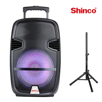 

Shinco Outdoor Bluetooth Light Flash Speaker System Karaoke Trolley Speakers with Stand,Microphone Loudspeaker for AUX,FM, USB