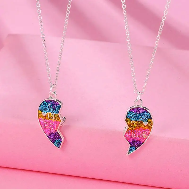 Collares en forma de corazón para parejas, cadena mejores amigos, regalos de amistad para niñas y mujeres, collar magnético Bff, 1 par| Collares colgantes| - AliExpress