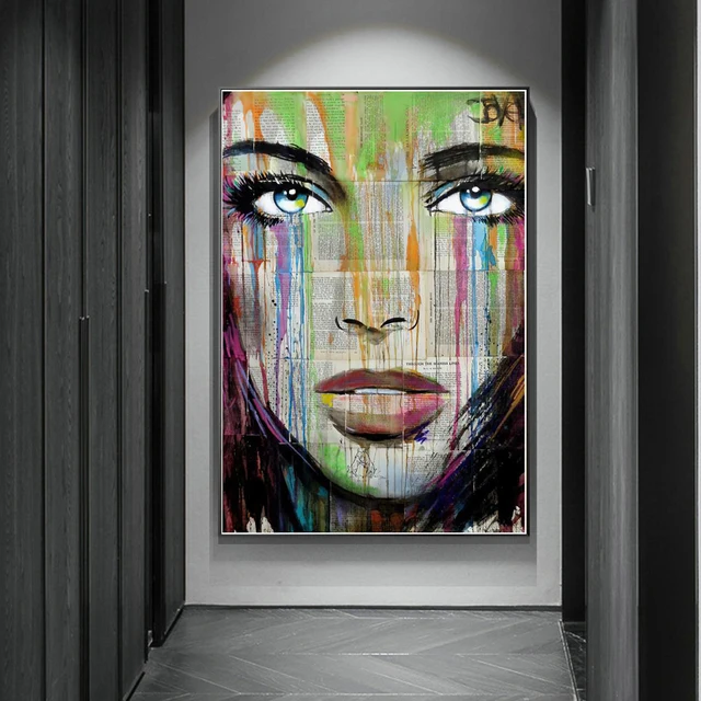 Graffiti Woman Face Canvas Painting Figure Printed Poster and Prints Wall Pictures For Woman Face Living Room Home Decorations lye1413-13