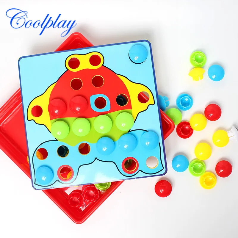 

Large Mushroom Nail Creative Jigsaw Puzzle Button Mushroom Nail 12 Art Card Beads Children'S Educational Scientific And Educatio