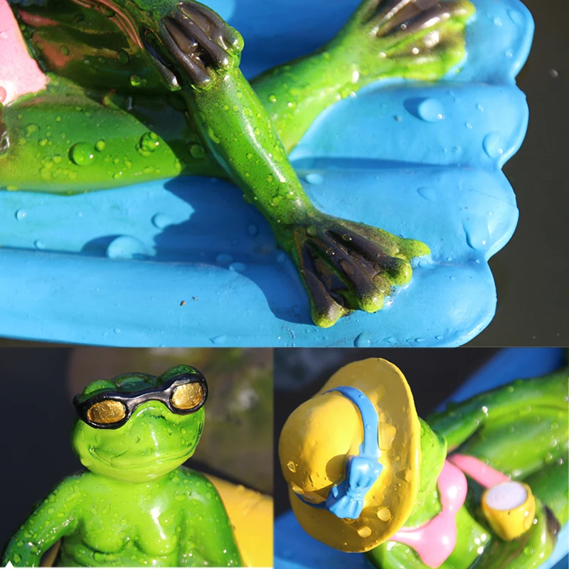 NEW Floating Kayak leisurely Frog Statue Resin Sculpture Outdoor Garden  Pond Decorative Home Fish Tank Garden Ornament Decor - AliExpress