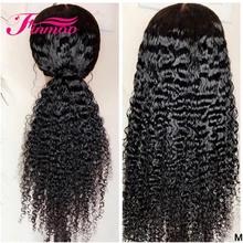 13x6 Синтетические волосы на кружеве парик вьющиеся парики из натуральных волос с Африканской структурой, Для женщин предварительно вырезанные бразильские Волосы remy глубокое разделение Синтетические волосы на кружеве парики из натуральных волос