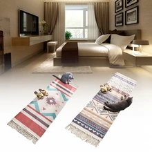 1 шт., богемный ковер, простые хлопчатобумажные коврики с бахромой, прикроватные коврики для гостиной, спальни, Ретро стиль, клановый ковер, украшение для дома, 2 цвета