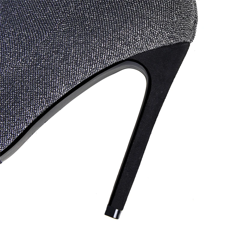 Spring Sexy Women Glitter Over The Knee Boots Winter Bling Thigh Knee High Boots Stiletto Heels Long Sock Boots Party Shoes