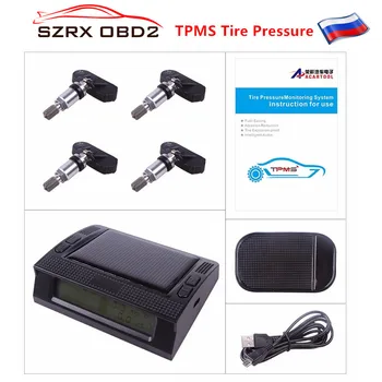 

TPMS Car Tire Pressure Monitoring Intelligent System with LED Display Screen 4 Internal Sensors Solar Power Supply
