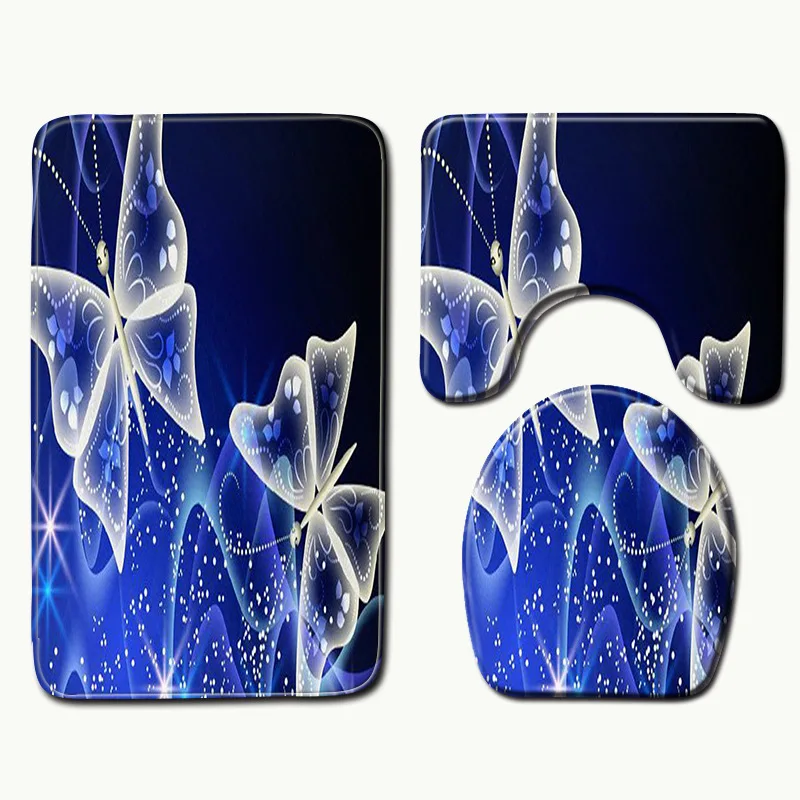 Zeegle 3 шт. коврик для ванной комнаты, бытовой нескользящий коврик, крышка для унитаза, аксессуары для ванной комнаты, набор ковриков из микрофибры - Цвет: 040138
