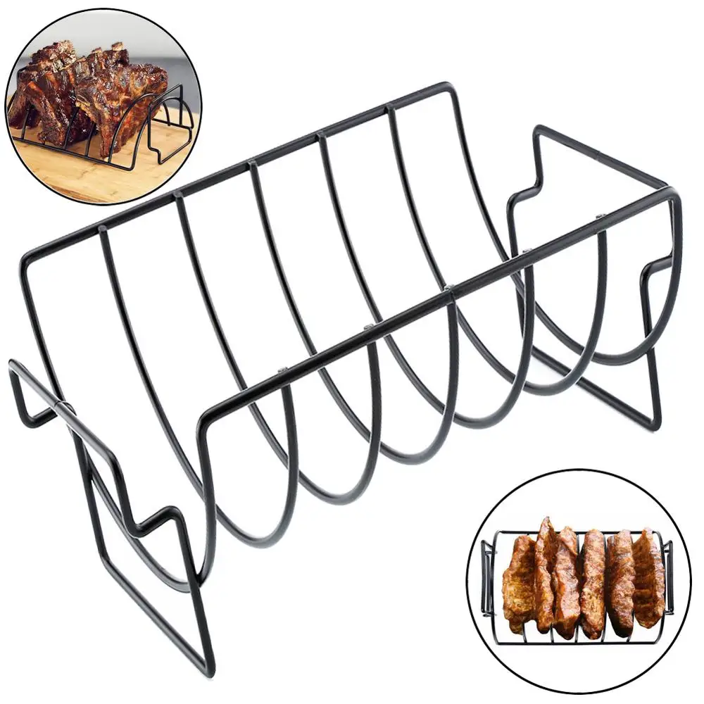 

Non-Stick BBQ Grill Stand Steak Holder Roasting Rib Rack Kitchen Tool 40DC23