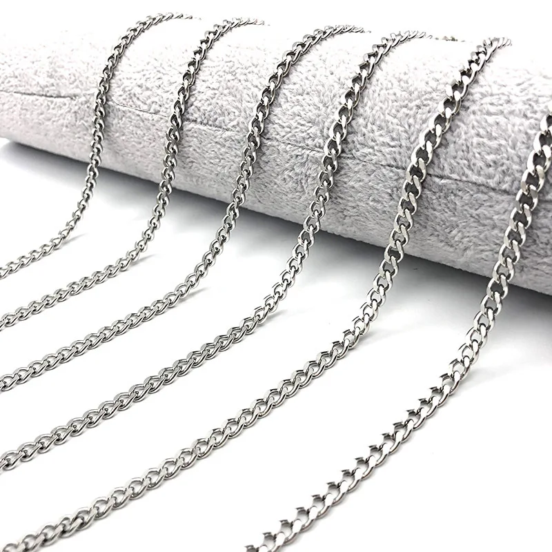 Ankle Chains Silver Anklet Bracelet 316L Stainless Steel Cuban Chain Anklets For Women/Men