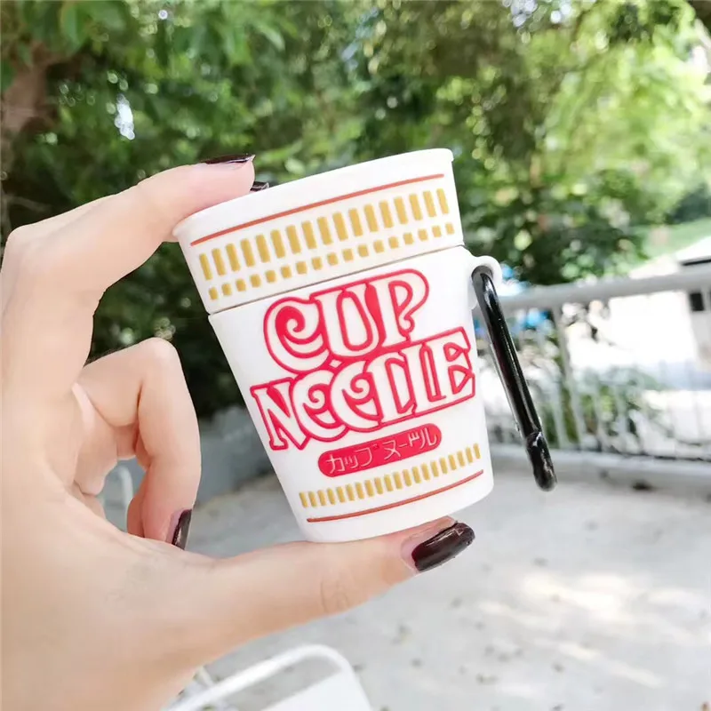 

For AirPod 2 Case 3D Instant Cup Noodles Cartoon Soft Silicone Wireless Earphone Cases For Apple Airpods Case Cute Cover Funda