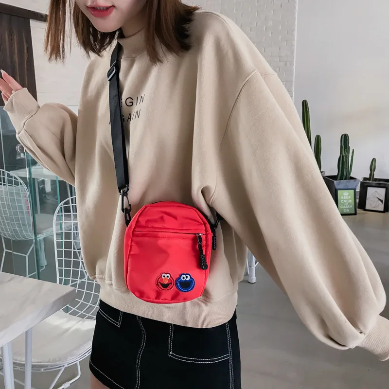

2019 New Arrival Bag INS Japanese Korean Sesame Street Cute GIRL'S Small Shoulder Bag Mini Mobile Phone Change Shoulder Bag