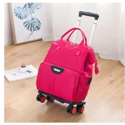 Wheeled Bag For Trolley Bags Women Travel Backpack With Wheels Oxford Large Capacity Travel Rolling Luggage Suitcase Bag_voghion.com