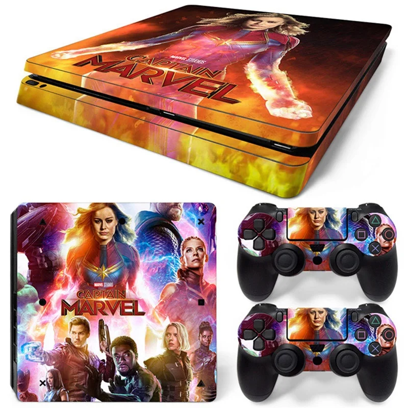 Marvel Avengers Vinyl Skin Sticker for PS4 Slim Console and 2 Controllers Decal Cover Game Accessories 