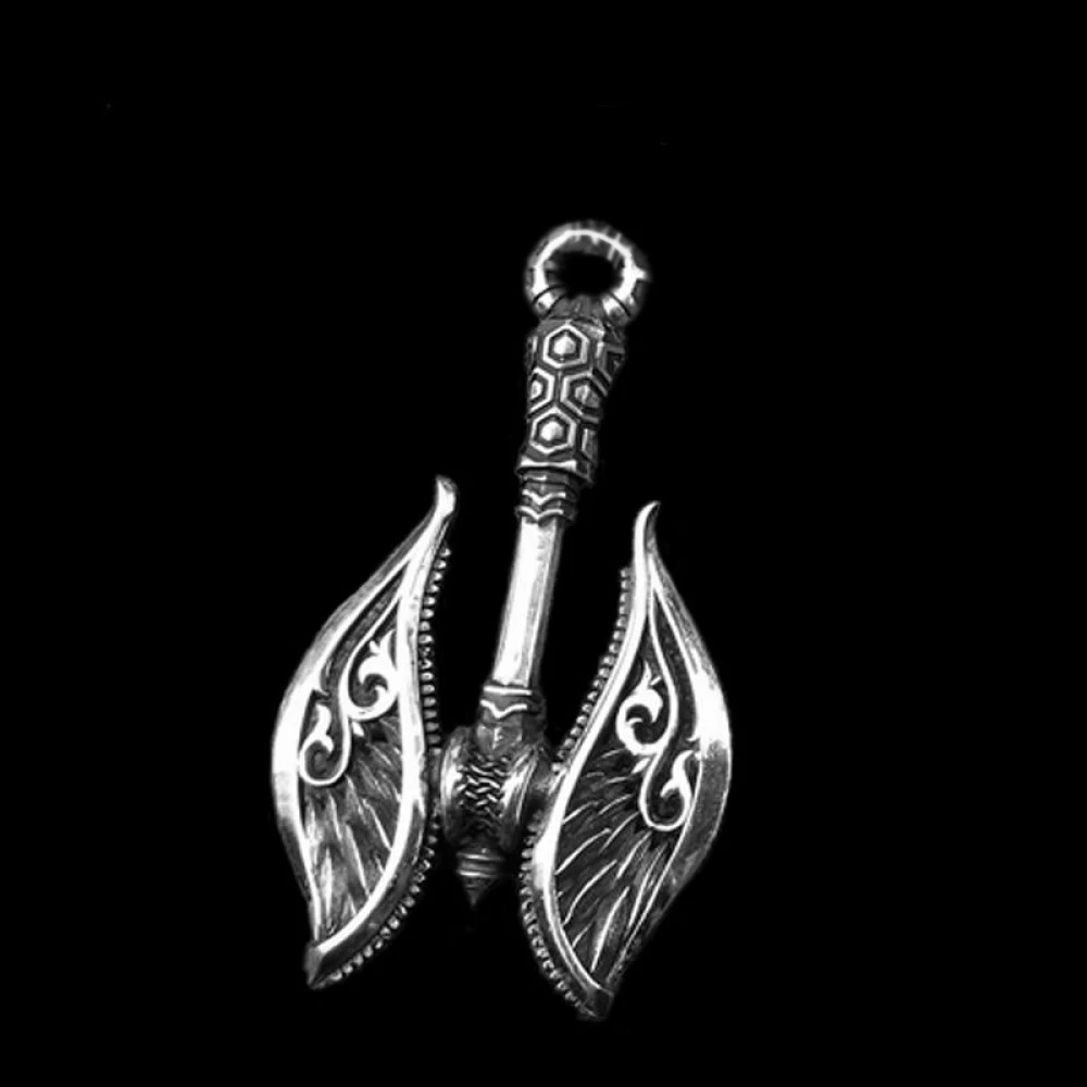 EYHIMD серебряное ожерелье «Битва викингов», двойное ожерелье «Топор», скандинавский воин, кулон, скандинавские ювелирные изделия, мужской подарок