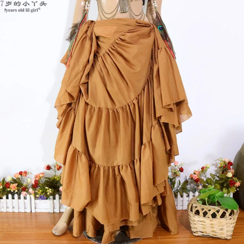 Племенная юбка для танца живота 16 метров полный круг с широким принтом хлопок испанское платье Цыганская Этническая живот Dancel Ats CMM09