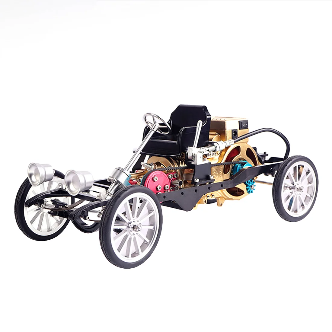 

All-metal Single-cylinder Engine High Challenge Simulation Mini Car Assembly Model Creative Gift Model Kit for Adult Children