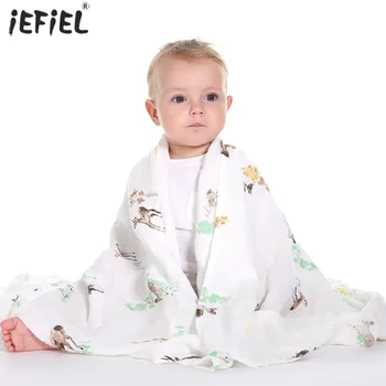 

Newborn Infant Baby Blanket Bird Floral Deer Printed Soft Cotton Baby Wrap Receiving Blankets Baby Accessories with Headband