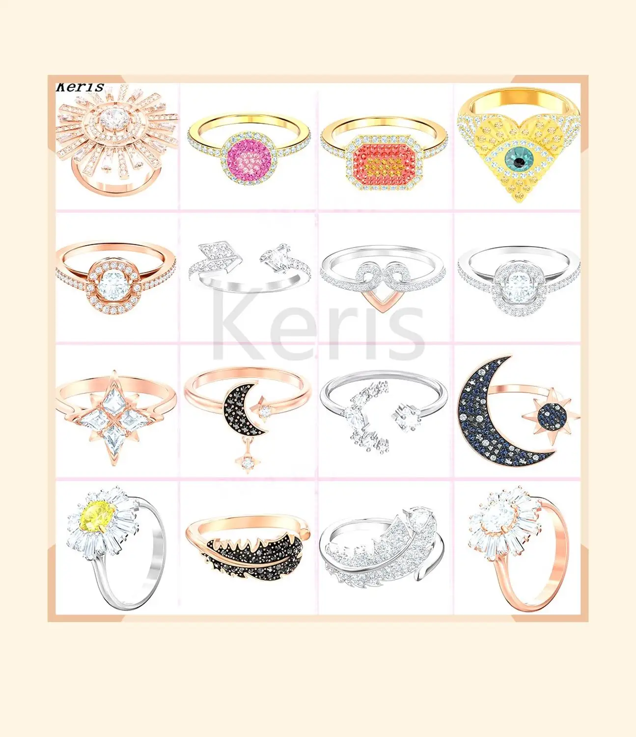 

Swa 2019 new sun sun moon and stars no regrets ring high quality style gradient light crystal engagement ring female