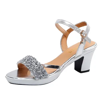 

Women Summer Fashion Pumps High Heels Sandals Cross-tied Women Sandals Gold Silver Women Shoes Heels Female Bridal Shoes#316