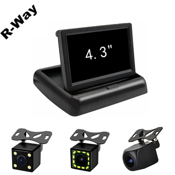 

R-Way Night Vison Rear View Backup Camera With Color LCD Car Video 4.3 inch Foldable Monitor Kit Car Auto Parking Assistance