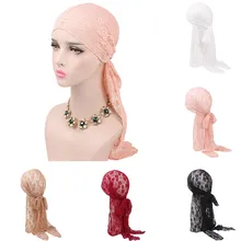 Женская дышащая шапка с повязкой на голову, повседневные женские кружевные мусульманские шапки с цветочным рисунком, стрейчевая тюрбан в стиле ретро, головной шарф