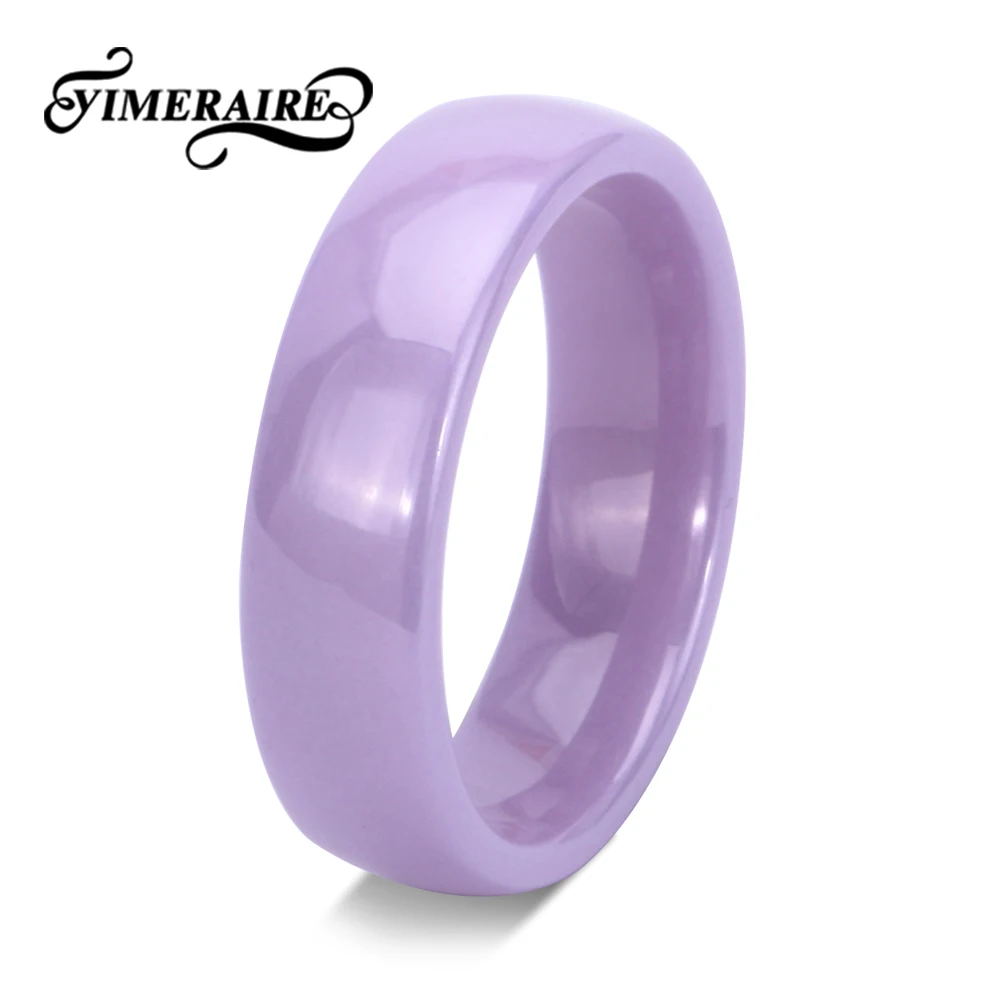 New 6mm Smooth Ceramic Rings For Women Purple Pink Simple Style Finger Ring Jewelry Healthy Material Never Fade Wedding Gifts | Украшения и