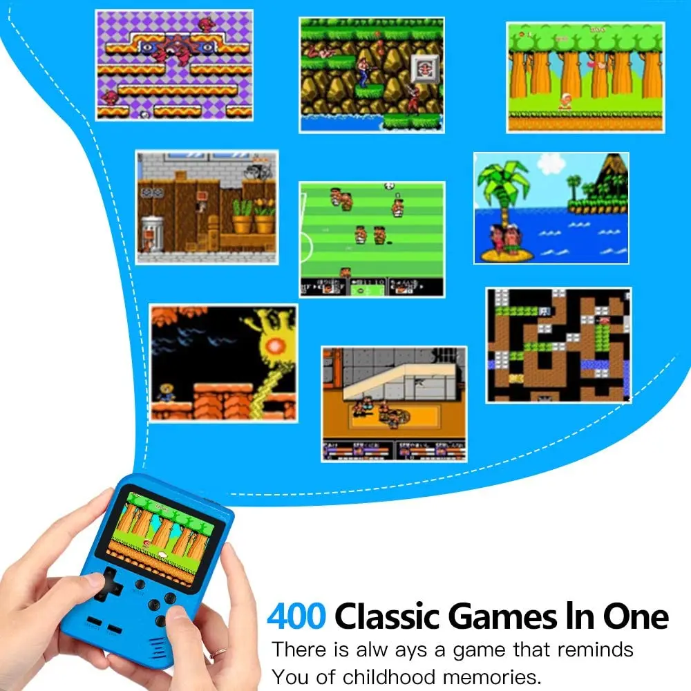 

Retro Portable Mini Handheld Game Console 800mAh Battery 3.0 Inch Color LCD Kids Color Game Player Built-in 400 games