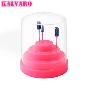 

1pc Nail Grinding Head Box Dental 48 Holes (Round) Plastic Pink Bur Holder Burs Block Case Box