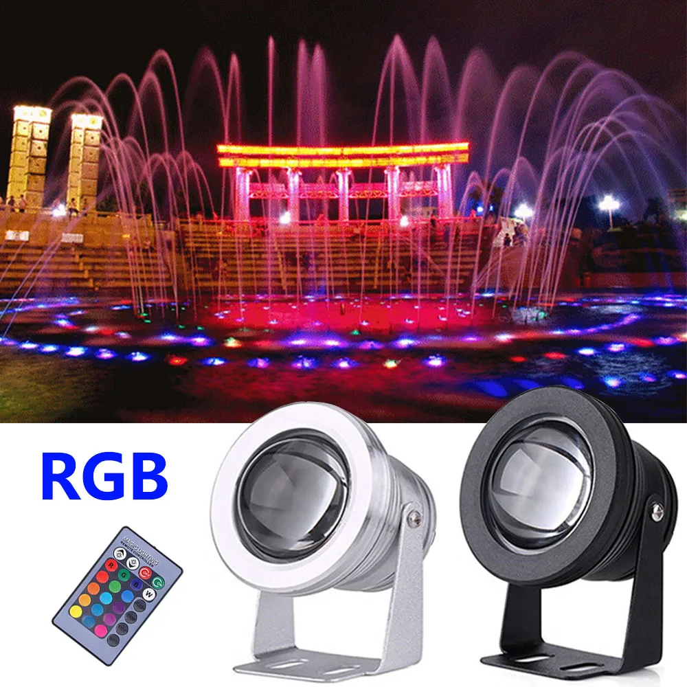 Waterproof LED RGB Floodlight 12V 110V 220V 10W Outdoor Spotlight for  Underwater Fountain Pool Pond Aquarium with Remote Control